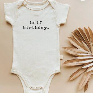 Tenth & Pine Half Birthday Short Sleeve Bodysuit Onesie